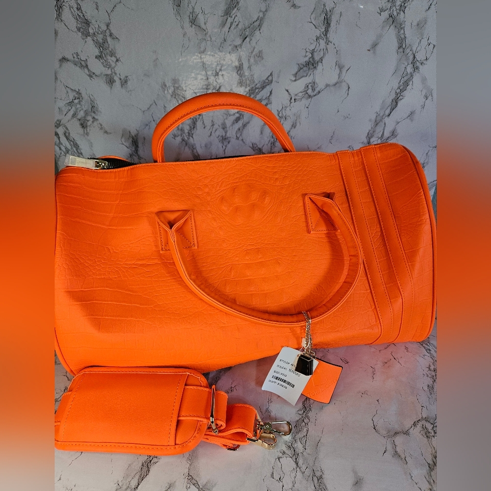 Orange Travel Duffel Bag with Removable Strap